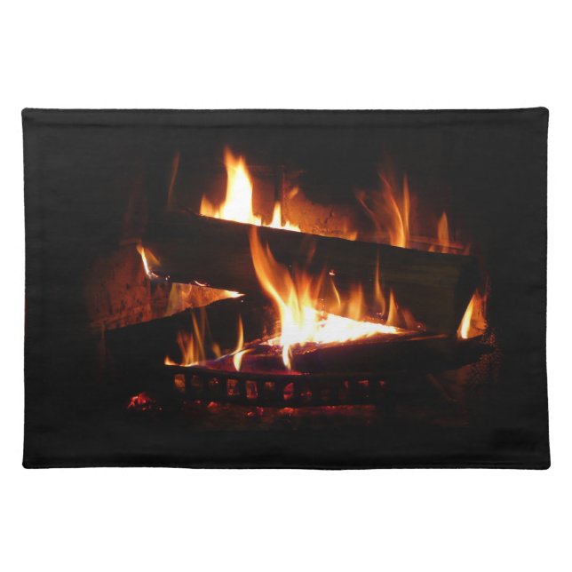 Fireplace Warm Winter Scene Photography Placemat (Front)