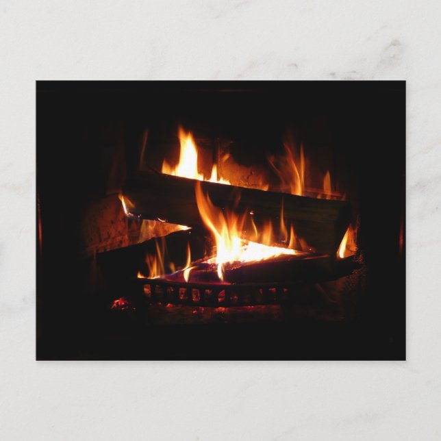 Fireplace Warm Winter Scene Photography Postcard (Front)