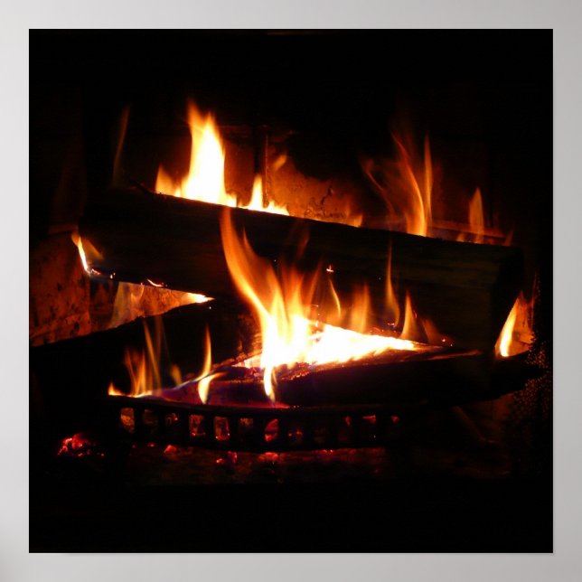 Fireplace Warm Winter Scene Photography Poster (Front)
