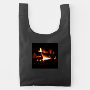 Fireplace Warm Winter Scene Photography Reusable Bag