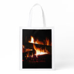 Fireplace Warm Winter Scene Photography Reusable Grocery Bag