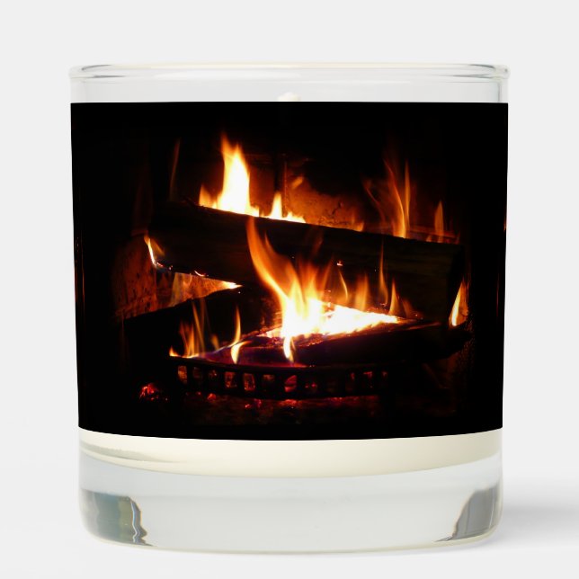 Fireplace Warm Winter Scene Photography Scented Candle (Front)
