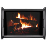 Fireplace Warm Winter Scene Photography Serving Tray