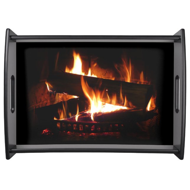 Fireplace Warm Winter Scene Photography Serving Tray (Front)