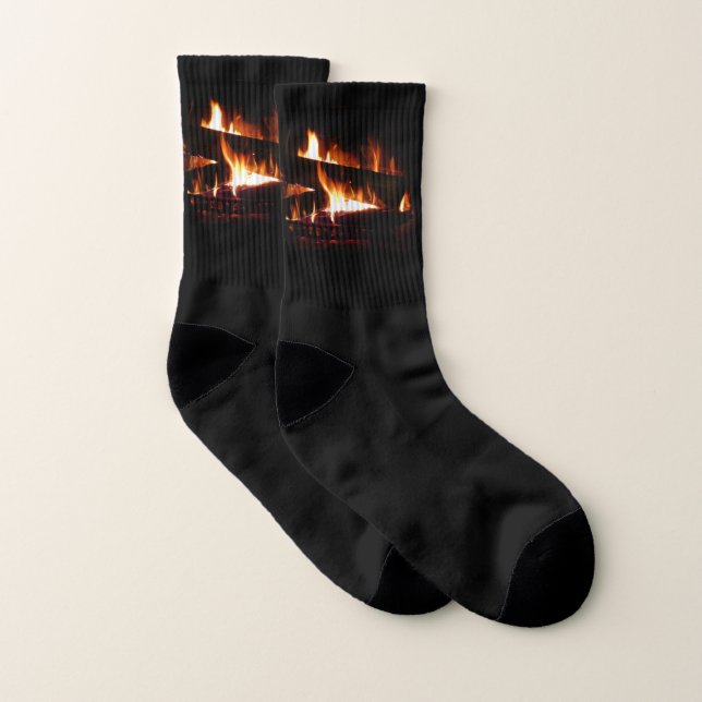 Fireplace Warm Winter Scene Photography Socks (Pair)