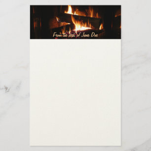 Fireplace Warm Winter Scene Photography Stationery