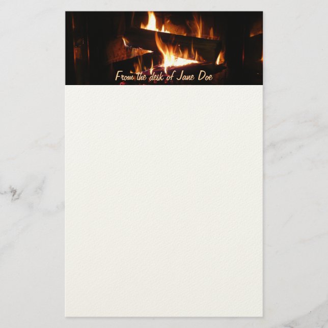 Fireplace Warm Winter Scene Photography Stationery (Front)