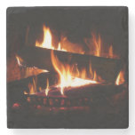Fireplace Warm Winter Scene Photography Stone Coaster