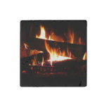 Fireplace Warm Winter Scene Photography Stone Magnet