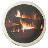 Fireplace Warm Winter Scene Photography Sugar Cookie (Front)