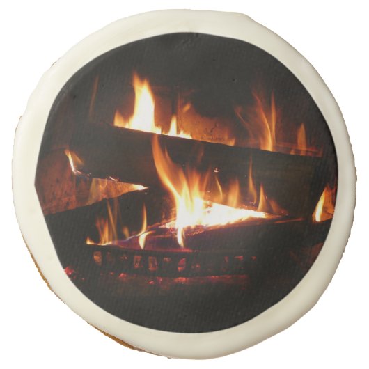 Fireplace Warm Winter Scene Photography Sugar Cookie (Front)