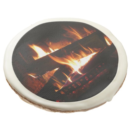 Fireplace Warm Winter Scene Photography Sugar Cookie (Angled)