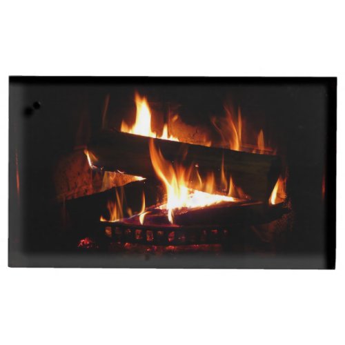 Fireplace Warm Winter Scene Photography Table Card Holder