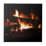 Fireplace Warm Winter Scene Photography Tile