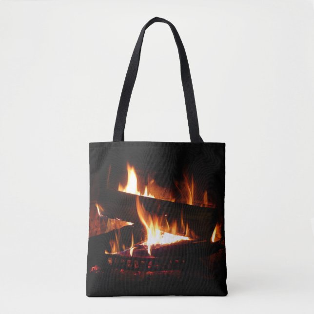 Fireplace Warm Winter Scene Photography Tote Bag (Front)