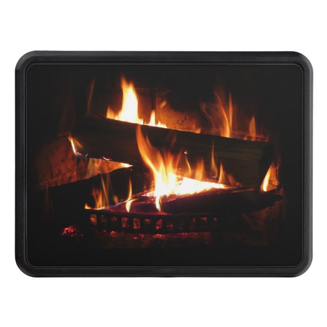 Fireplace Warm Winter Scene Photography Trailer Hitch Cover (Front)