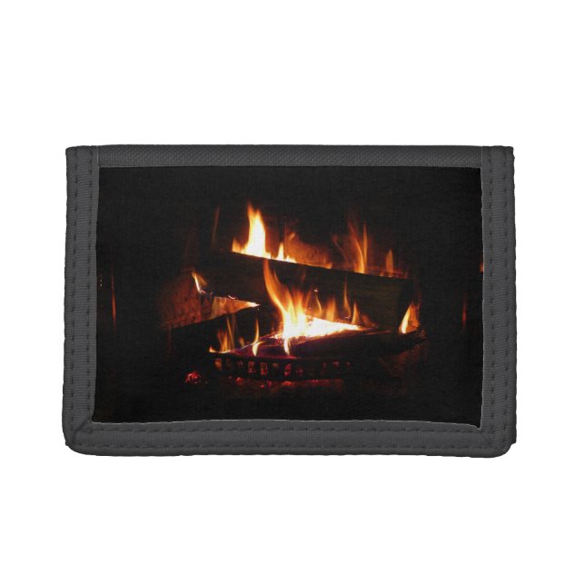Fireplace Warm Winter Scene Photography Tri-fold Wallet (Front)
