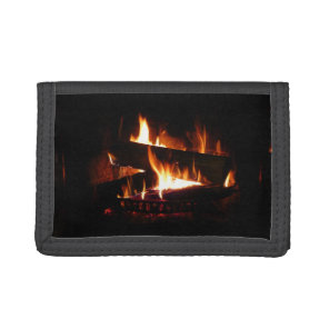 Fireplace Warm Winter Scene Photography Trifold Wallet