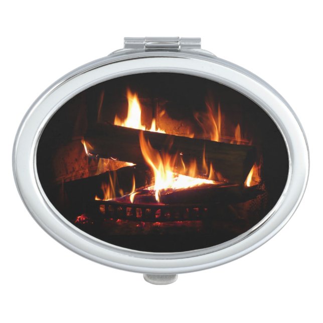 Fireplace Warm Winter Scene Photography Vanity Mirror (Front)