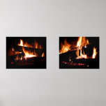 Fireplace Warm Winter Scene Photography Wall Art Sets