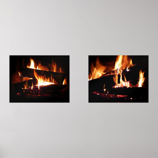 Fireplace Warm Winter Scene Photography Wall Art Sets (Front)