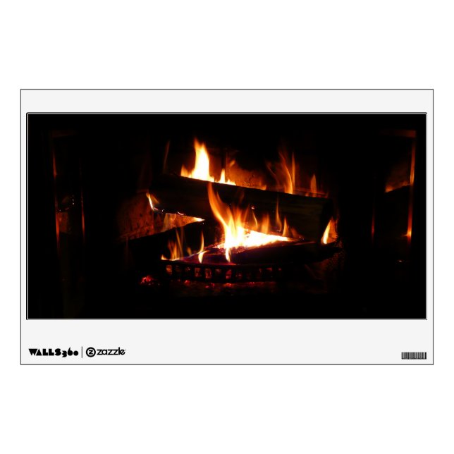 Fireplace Warm Winter Scene Photography Wall Sticker (Front)