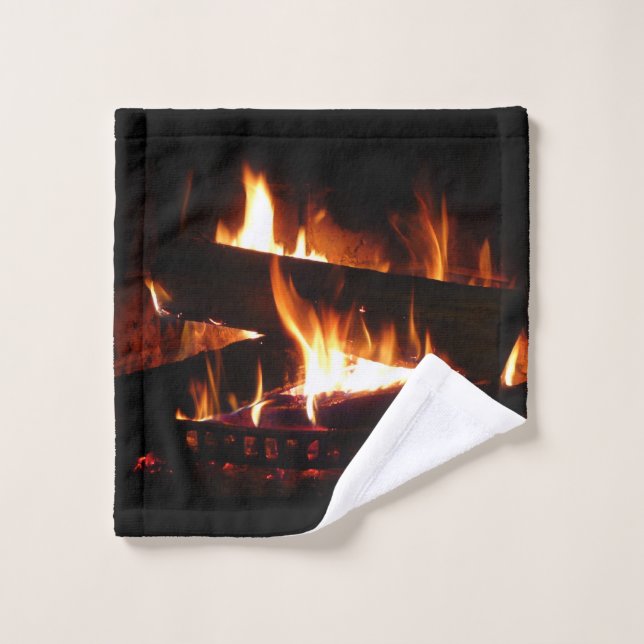 Fireplace Warm Winter Scene Photography Wash Cloth (Wash Cloth)