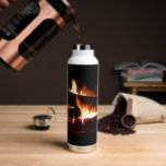 Fireplace Warm Winter Scene Photography Water Bottle