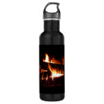 Fireplace Warm Winter Scene Photography Water Bottle