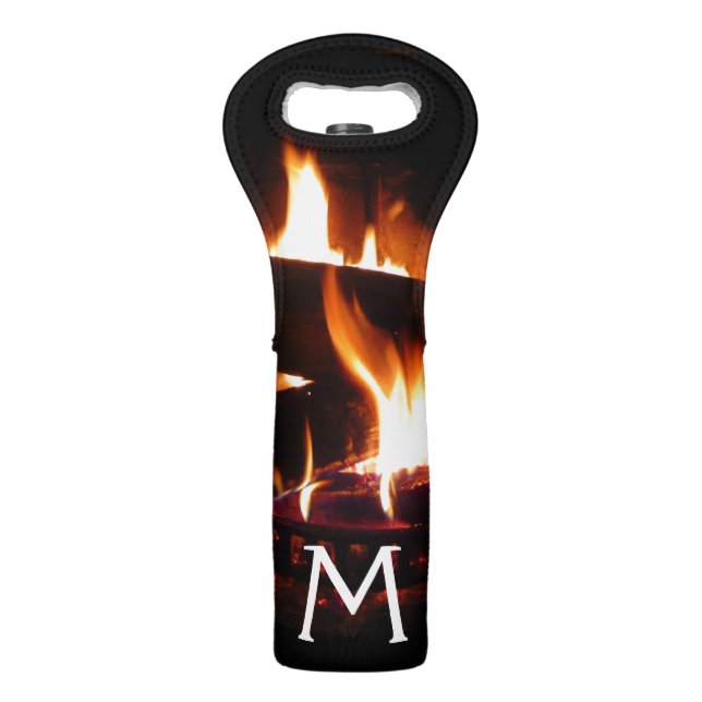 Fireplace Warm Winter Scene Photography Wine Bag (Front)