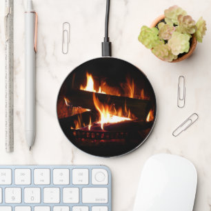 Fireplace Warm Winter Scene Photography Wireless Charger