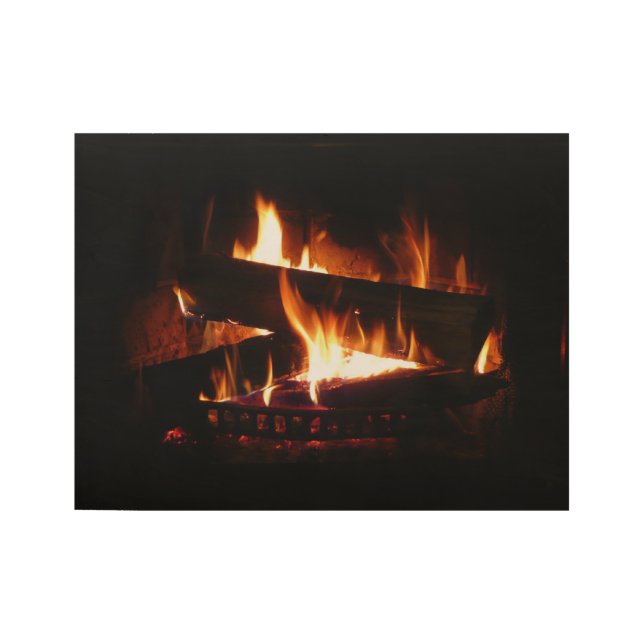 Fireplace Warm Winter Scene Photography Wood Poster (Front)