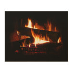 Fireplace Warm Winter Scene Photography Wood Wall Decor