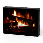 Fireplace Warm Winter Scene Photography Wooden Box Sign