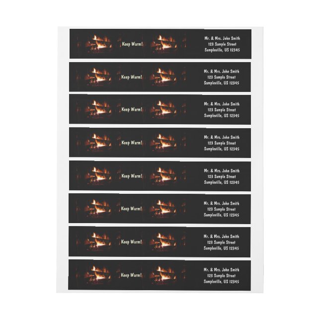 Fireplace Warm Winter Scene Photography Wrap Around Label (Sheet)