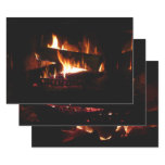 Fireplace Warm Winter Scene Photography Wrapping Paper Sheets