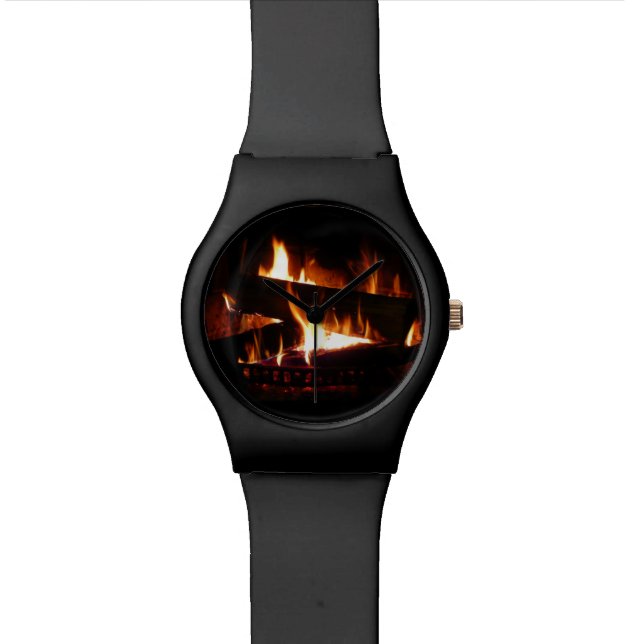 Fireplace Warm Winter Scene Photography Wrist Watch (Close Up)