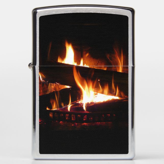 Fireplace Warm Winter Scene Photography Zippo Lighter (Front)