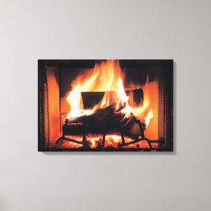 Fireplace Wrapped Canvas Print