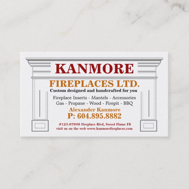 Fireplaces and Mantels Supply Company Business Card (Front)