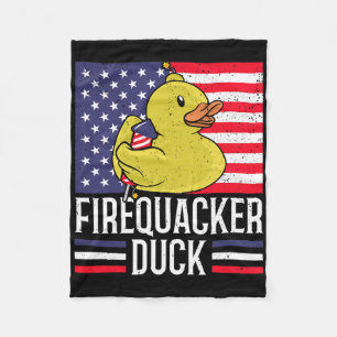 Firequacker Duck 4th Of July Firecracker Independe Fleece Blanket