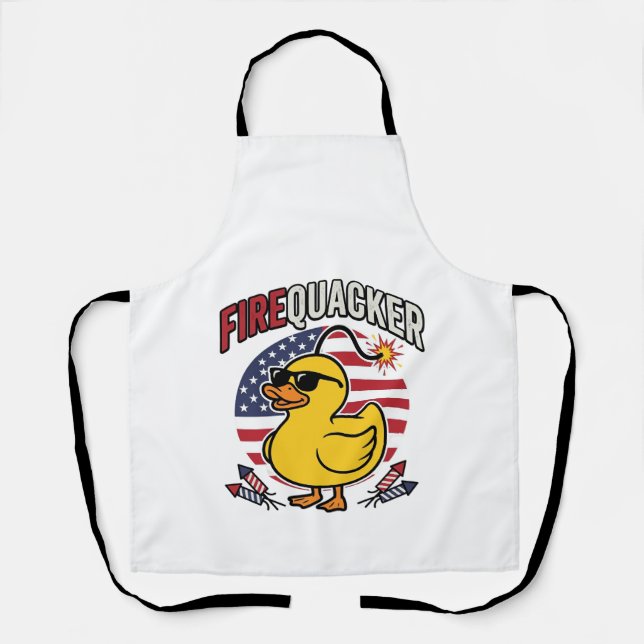 Firequacker Patriotic Duck Fireworks Vector Design Apron (Front)