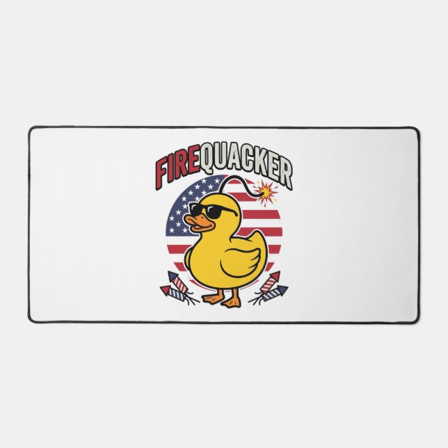 Firequacker Patriotic Duck Fireworks Vector Design Desk Mat (Front)
