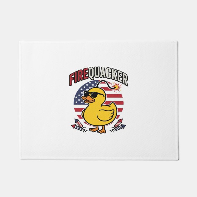 Firequacker Patriotic Duck Fireworks Vector Design Doormat (Front)