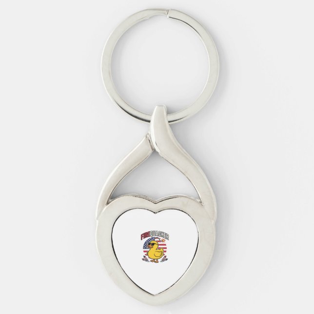 Firequacker Patriotic Duck Fireworks Vector Design Keychain (Front)