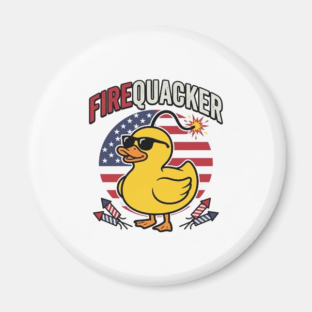 Firequacker Patriotic Duck Fireworks Vector Design Magnet (Front)