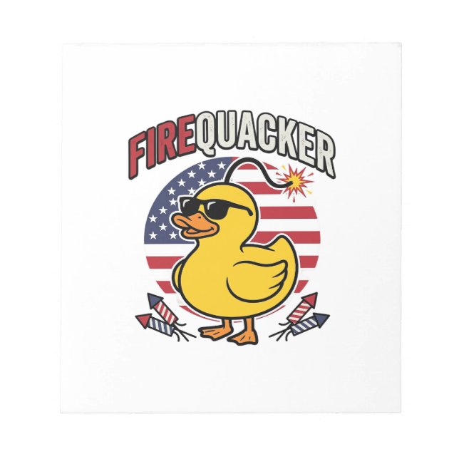 Firequacker Patriotic Duck Fireworks Vector Design Notepad (Front)