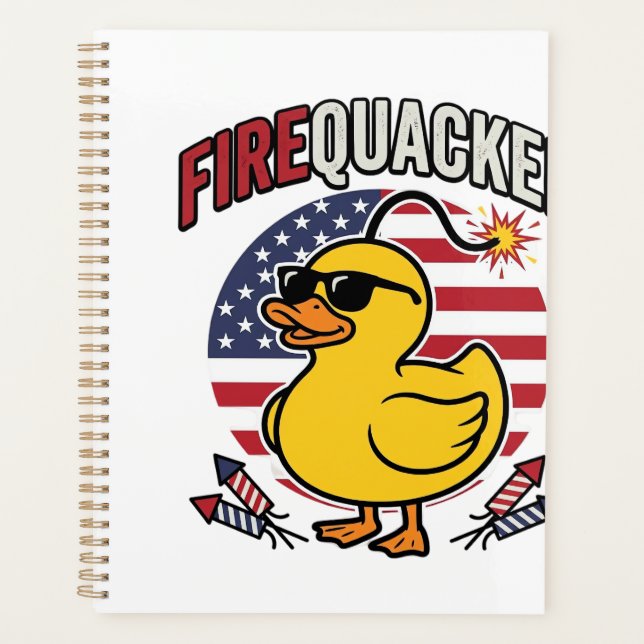 Firequacker Patriotic Duck Fireworks Vector Design Planner (Front)