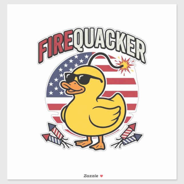 Firequacker Patriotic Duck Fireworks Vector Design Sticker (Sheet)