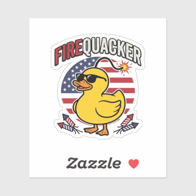 Firequacker Patriotic Duck Fireworks Vector Design Sticker (Sheet)